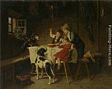 Adolf Eberle Canvas Paintings - Dinner Time
